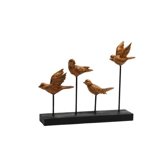 Tafel Deco Vogels Zwart/Naturel 31X6X24Cm