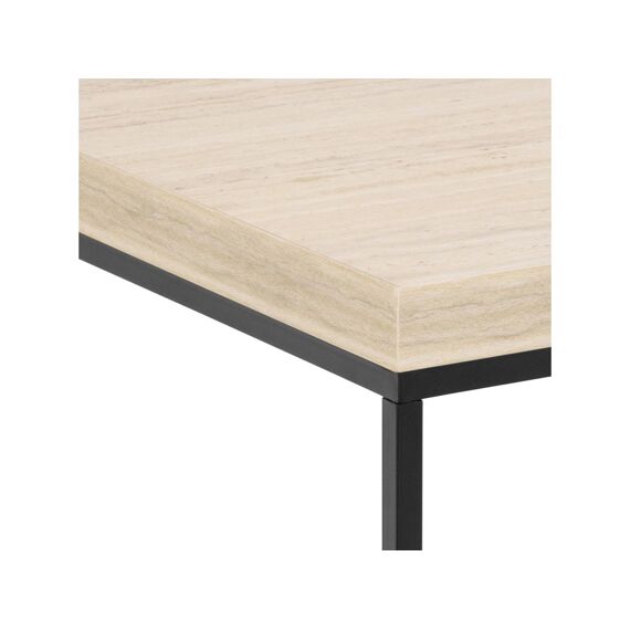 Barossa Salontafel Vierkant Blad Travertine Mat Zwart Staal Onderstel 40X40X45Cm