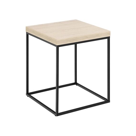 Barossa Salontafel Vierkant Blad Travertine Mat Zwart Staal Onderstel 40X40X45Cm