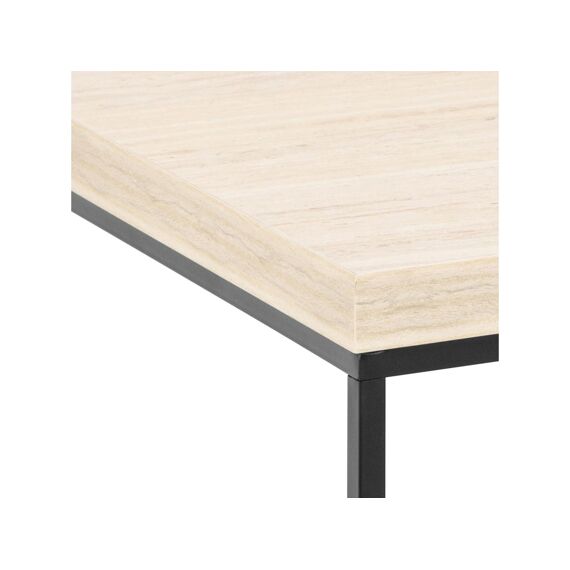 Barossa Salontafel Vierkant Blad Travertine Mat Zwart Staal Onderstel 60X60X45Cm