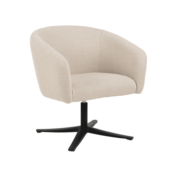 Ramsey Loungestoel Beige Stof Mat Zwarte Stalen Voet