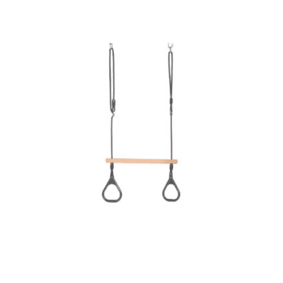 Dice Houten Ringtrapeze 58Cm Met Kunststof Ringen Antraciet Ringen Anthraciet Zwart Gevlochten Touw