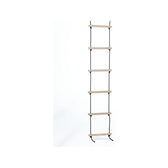 Dice Touwladder 6 Sporten Hout Zwart Gevlochten Touw