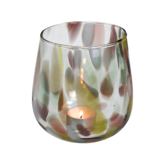 Candle Holder Glass Multi 12X12X13Cm