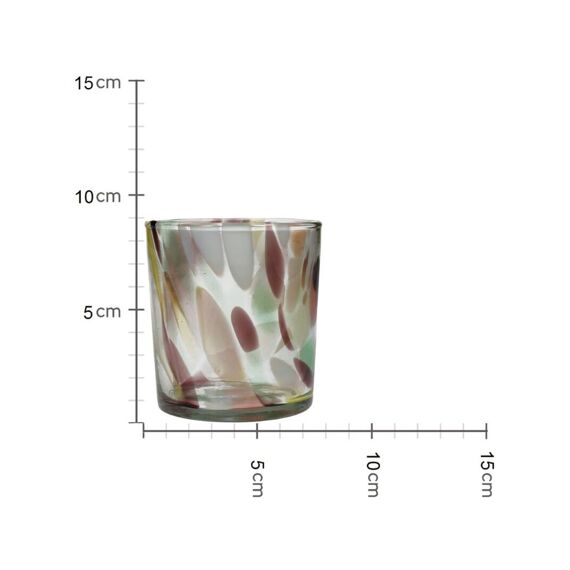 Candle Holder Glass Multi 8.5X8.5X9Cm