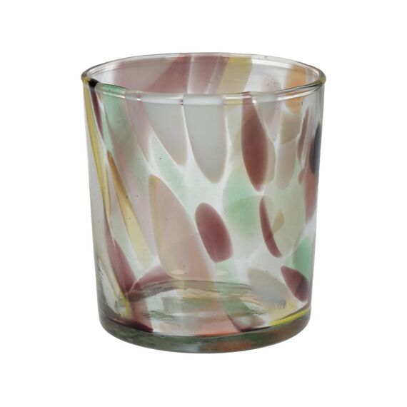 Candle Holder Glass Multi 8.5X8.5X9Cm