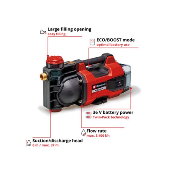 Einhell Tuinpomp Aquinna 36/34 Li Solo Accu