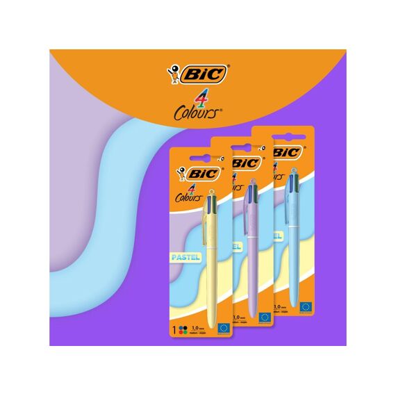 Bic 4-Kleuren Balpen Pastel 3 Assortiment Prijs Per Kleur