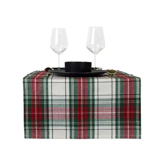 Tafelloper Xmas Tartan 45X150Cm White