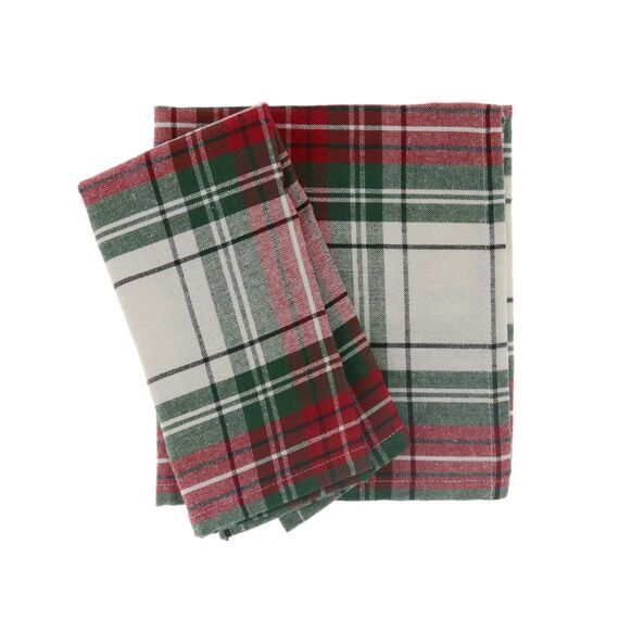 Servet Xmas Tartan 40X40Cm White Set/4