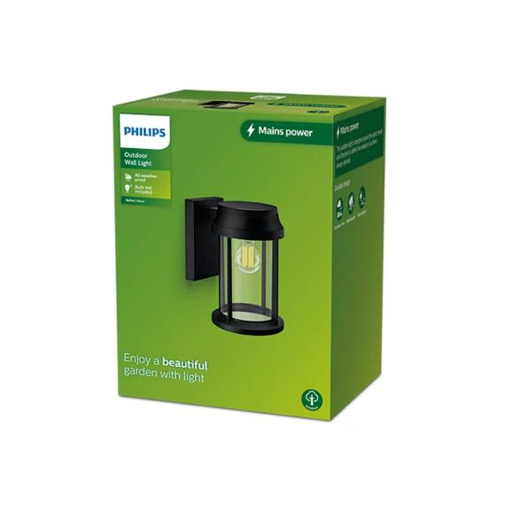 Philips Wandlamp Buiten Bellini Rond Zwart 25W E27