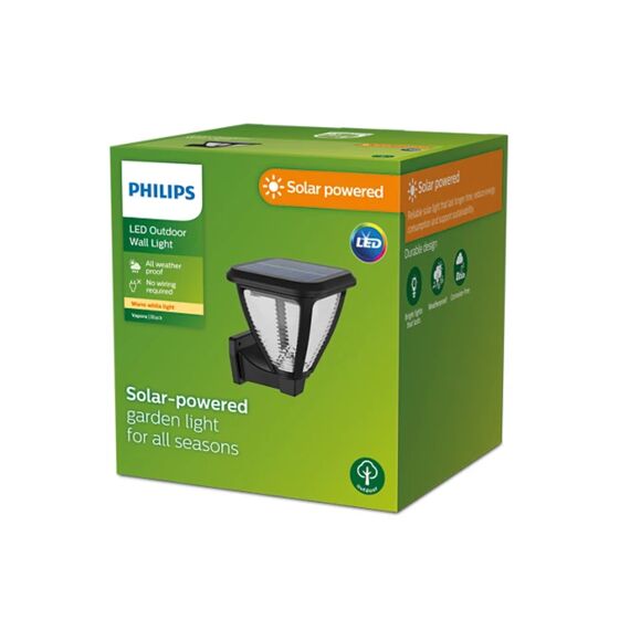 Philips Wandlamp Buiten Vapora Solar Zwart 1.5W 27K