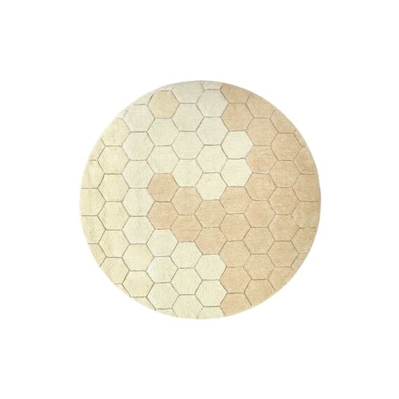 Lorena Canals Tapijt Wasbaar Rond Honeycomb Golden