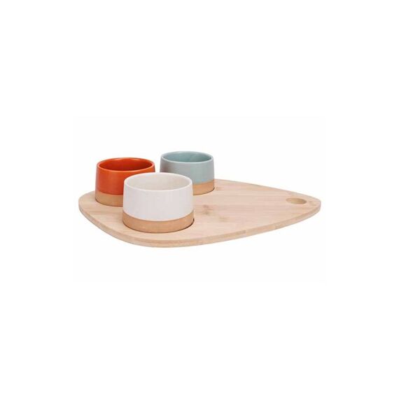 Dela Aperoset: Serveerplank 36X27Cm + 3 Bowls D9.5X5.5Cm