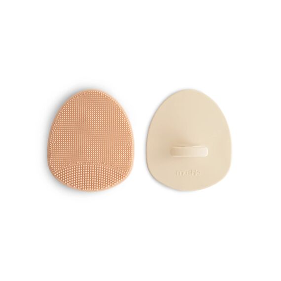 Mushie Cradle Cap Borstel 2 Pack Blush/Shifting Sand