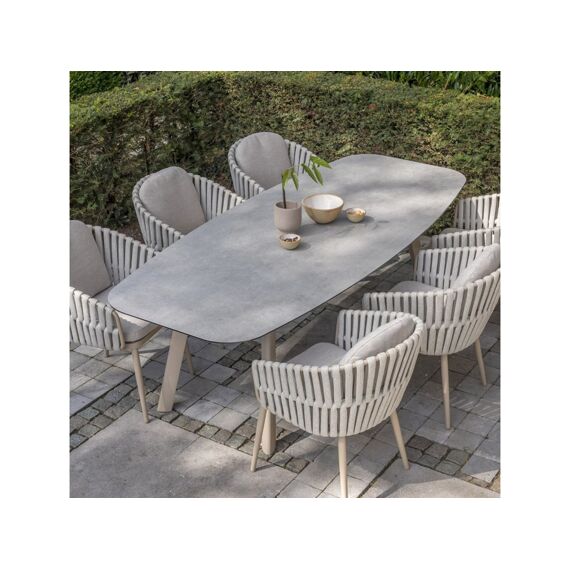 4 Seasons Manolo Dining Table Printed Keramiek Blad Aluminium Onderstel Latte 240X103Cm