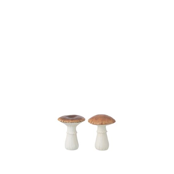 Mushroom Porc White/Br M 11X9X14.5Cm 2Ass.