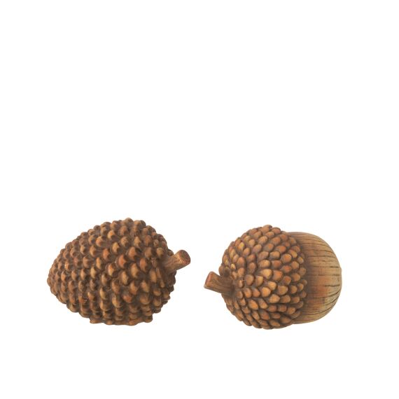 Acorn + Pinecone Porc Br 15.2X10.3X9.5Cm 2Ass.