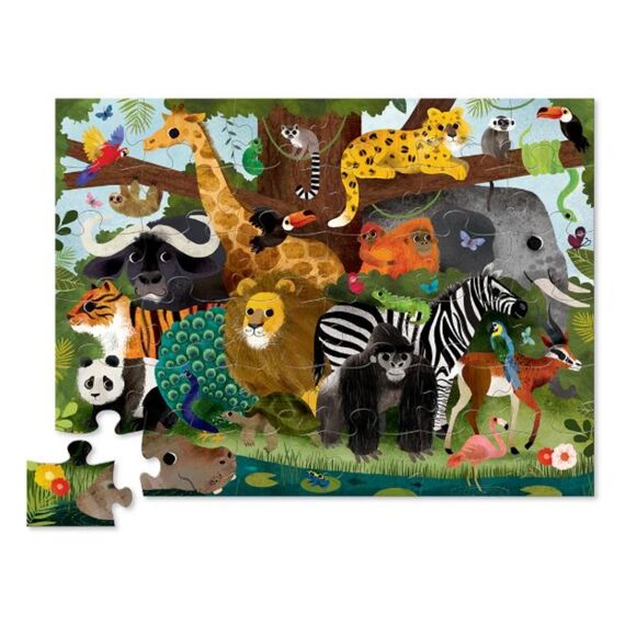 Crocodile Creek Shaped Box Puzzel 36 Stuks - Jungle Vrienden