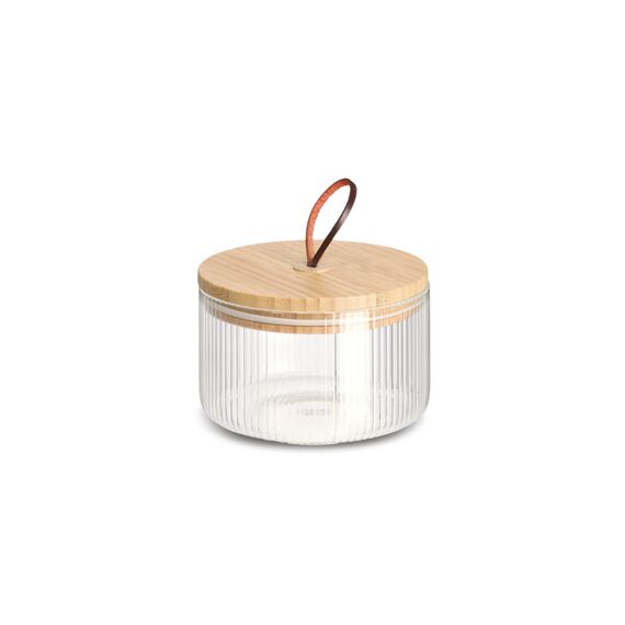 Zeller Voorraadpot Glas Grooves Met Bamboe Deksel 520Ml D12X7.8Cm
