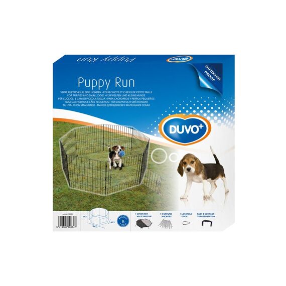 Duvo+ Puppy Ren Met Deur & Net & Haken 150X60X60Cm Zwart