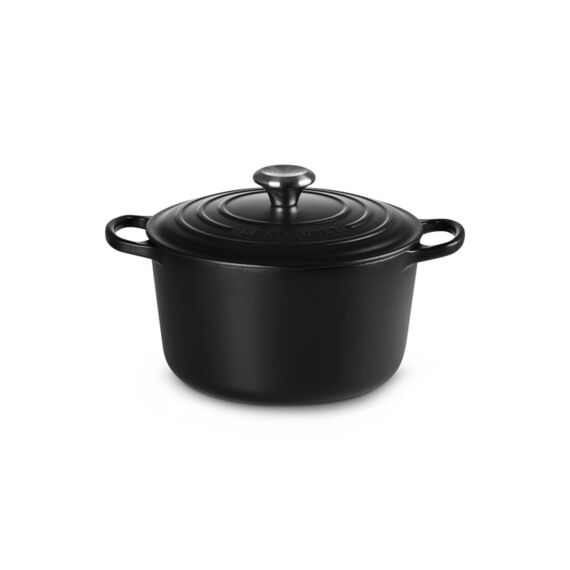 Le Creuset Stoofpan Rond Hoog Mat Zwart 24Cm