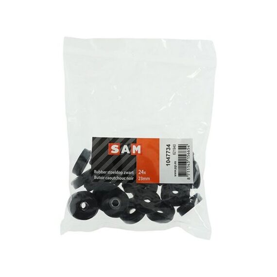 Stoeldop Rubber Zwart Diam 23 Mm 24 St/Pcs