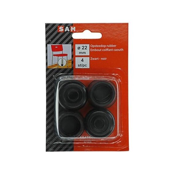 Opsteekdop Rubber Zwart Diam 22 Mm 4 St/Pcs