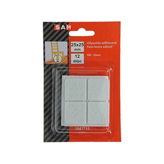 Viltpastille Zelfklevend Wit  25 X 25 Mm 12 St/Pcs