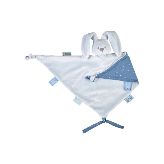 Nattou Lapidou Maxi Doudou Pastel Blauw Met Gedrukt Motief