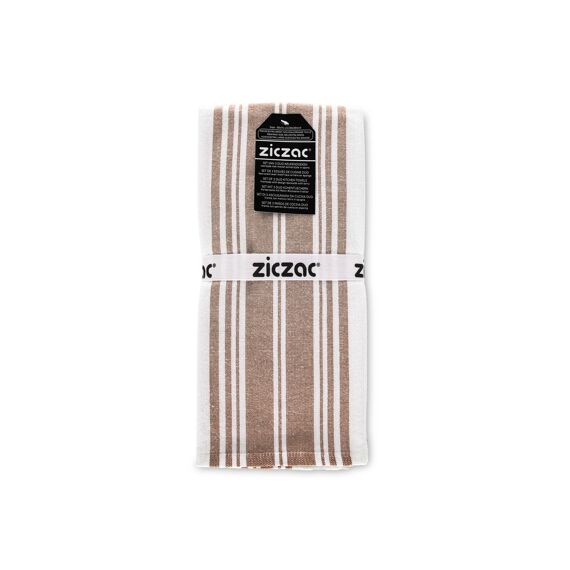 Ziczac Culinary Duo Stripe Keukenhanddoek Bruin