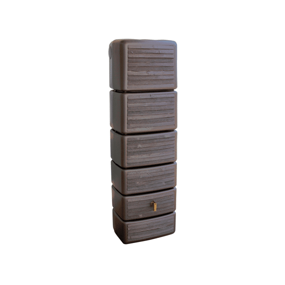 Regenton Muurmodel 330L Met Kraan Donker Hout