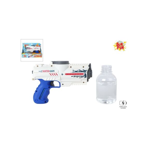 SUN FUN WATERPISTOOL ELEKTRISCH MET FLES 18CM WIT/BLAUW