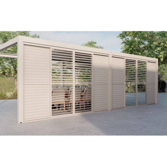 Suns Luxe Louvre Wand 95.3Cm Voor Gazebo Zijde 3.05M Matt Royal Grey