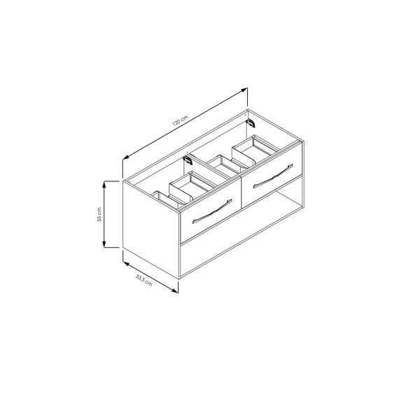 Allibert Galaxy Wastafelonderkast Cognac - 120Cm - 2 Lades