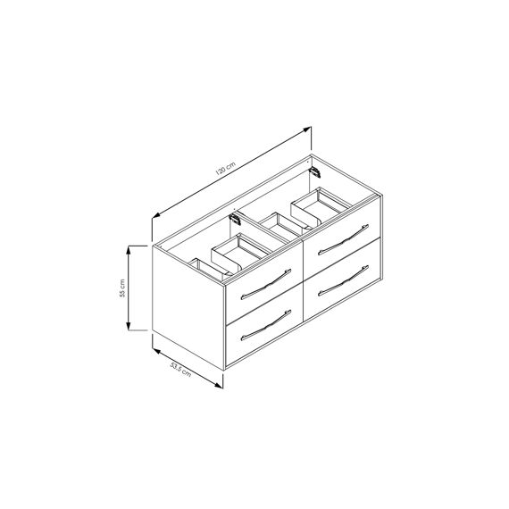 Allibert Galaxy Wastafelonderkast Grijs - 120Cm - 4 Lades