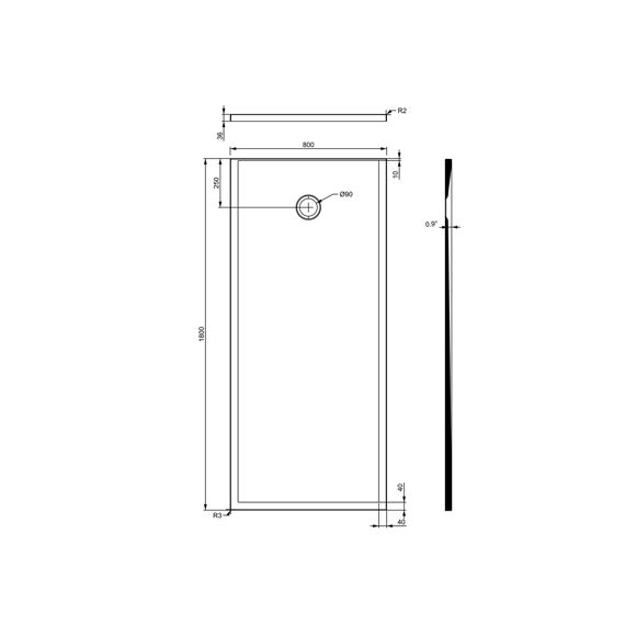 Allibert Karbon-Kontact Douchebak 180X80 Wit