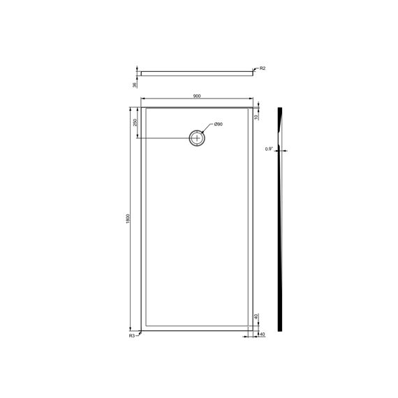 Allibert Karbon-Kontact Douchebak 180X90 Wit