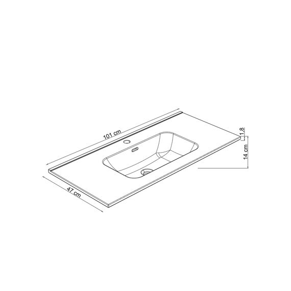 Allibert Kosmik-Fascine Keramische Wastafel - 100Cm