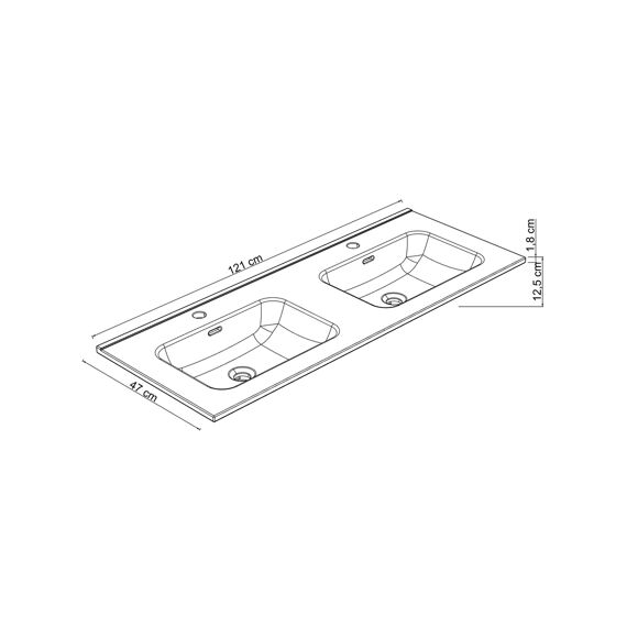 Allibert Kosmik-Fascine Keramische Wastafel - 120Cm