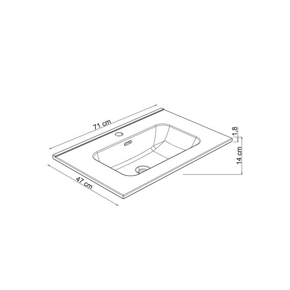 Allibert Kosmik-Fascine Keramische Wastafel - 70Cm