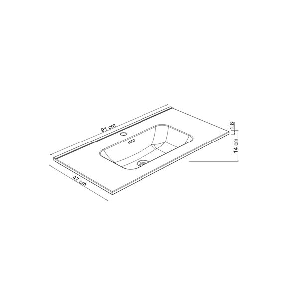 Allibert Kosmik-Fascine Keramische Wastafel - 90Cm