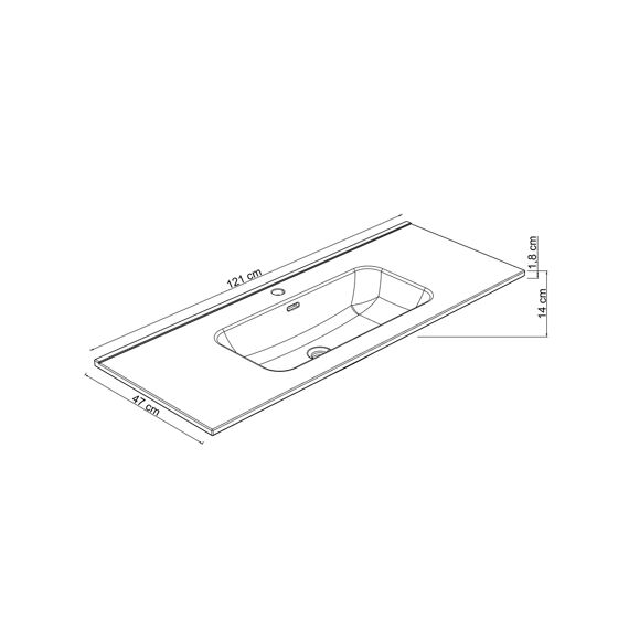 Allibert Kosmik-Fascine Keramische Wastafel - Centraal - 120Cm