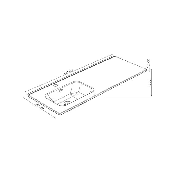 Allibert Kosmik-Fascine Keramische Wastafel - Links - 120Cm