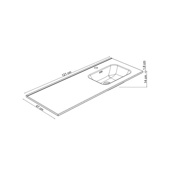 Allibert Kosmik-Fascine Keramische Wastafel - Rechts - 120Cm