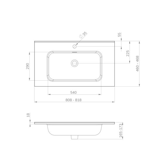 Rio Wastafel 80Cm Wit