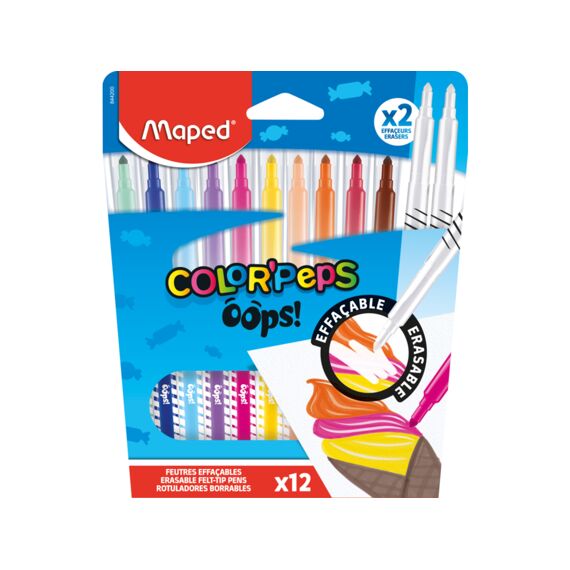 Maped Color'Peps Oops Vilstiften Uitwisbaar 12 Stuks Met 2 Wissers