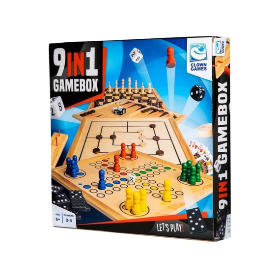 Clown Games 9 In 1 Spellendoos Hout