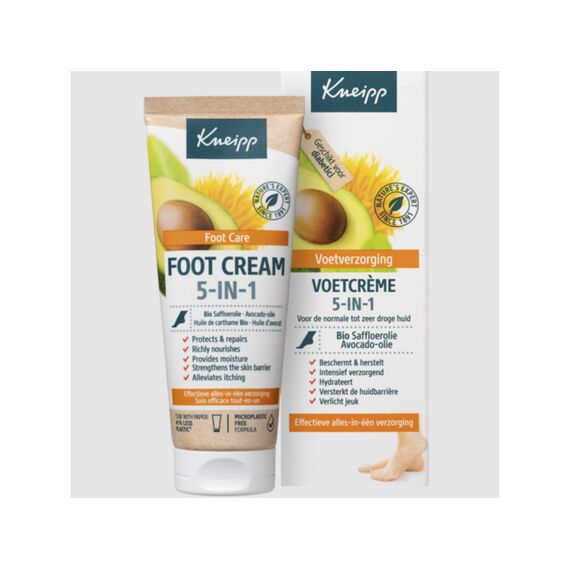 Kneipp Voetcreme Met Saffloer-En Avocado Olie 5-In-1 75Ml