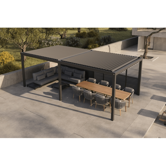 Suns Luxe Gazebo Aluminium Overkapping Manueel Dak 275X365X250Cm Matt Royal Grey